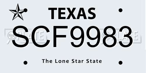 SCF9983 Texas License Plate
