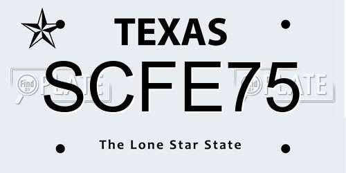 SCFE75 Texas License Plate