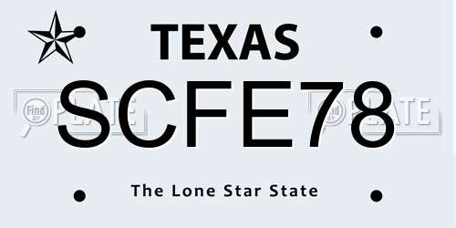 SCFE78 Texas License Plate