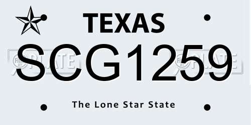 SCG1259 Texas License Plate