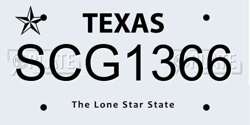 SCG1366 Texas License Plate