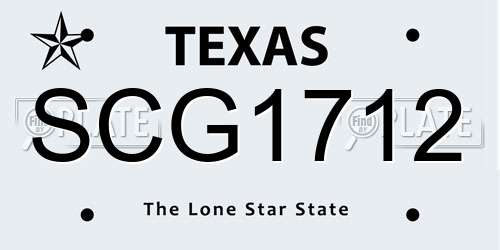SCG1712 Texas License Plate