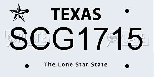 SCG1715 Texas License Plate