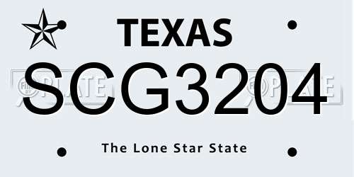 SCG3204 Texas License Plate