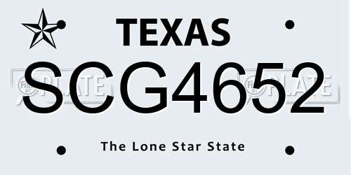 SCG4652 Texas License Plate
