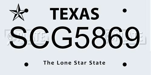 SCG5869 Texas License Plate