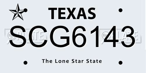 SCG6143 Texas License Plate