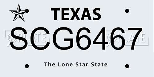 SCG6467 Texas License Plate