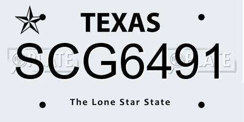 SCG6491 Texas License Plate