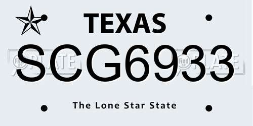 SCG6933 Texas License Plate