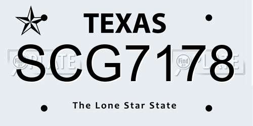 SCG7178 Texas License Plate