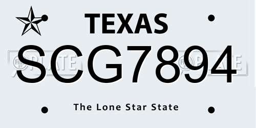 SCG7894 Texas License Plate