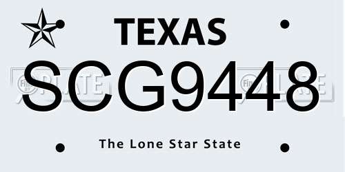 SCG9448 Texas License Plate