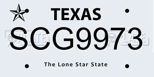 SCG9973 Texas License Plate