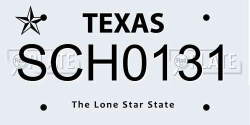 SCH0131 Texas License Plate