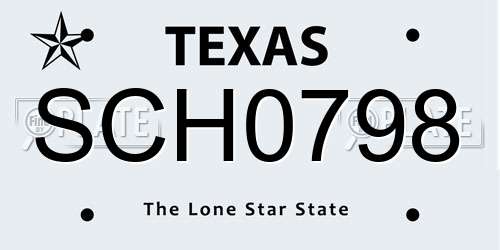SCH0798 Texas License Plate