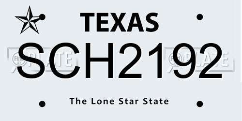 SCH2192 Texas License Plate