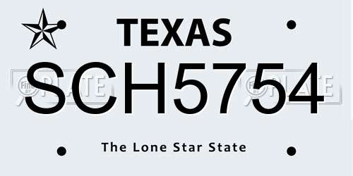 SCH5754 Texas License Plate
