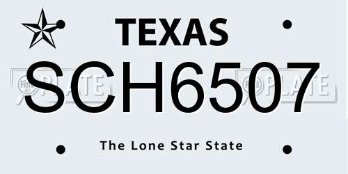 SCH6507 Texas License Plate