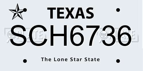 SCH6736 Texas License Plate