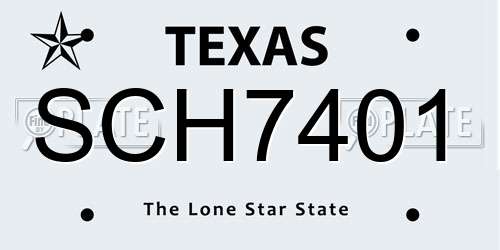 SCH7401 Texas License Plate