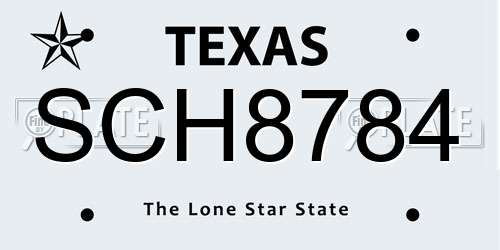 SCH8784 Texas License Plate