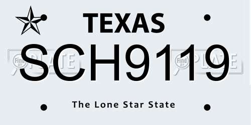 SCH9119 Texas License Plate