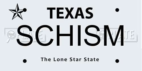 SCHISM Texas License Plate
