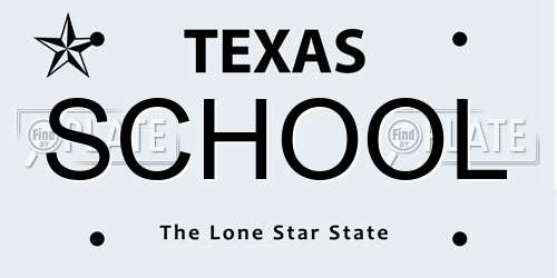 SCHOOL Texas License Plate