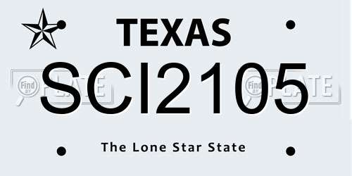 SCI2105 Texas License Plate