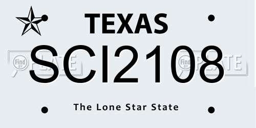 SCI2108 Texas License Plate