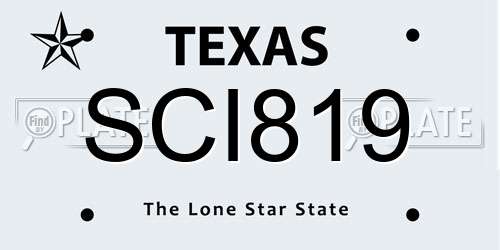 SCI819 Texas License Plate