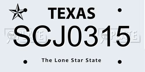 SCJ0315 Texas License Plate