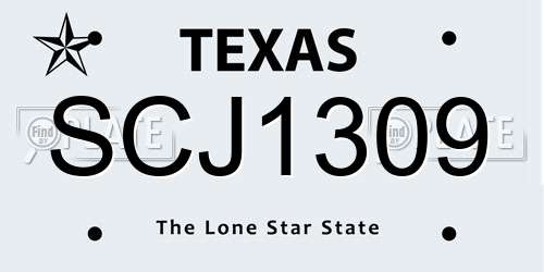 SCJ1309 Texas License Plate