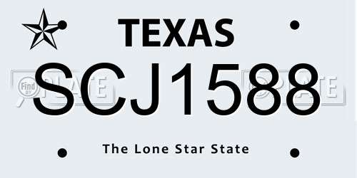 SCJ1588 Texas License Plate