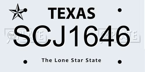 SCJ1646 Texas License Plate