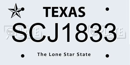 SCJ1833 Texas License Plate