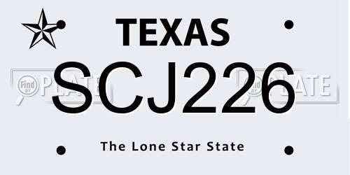 SCJ226 Texas License Plate
