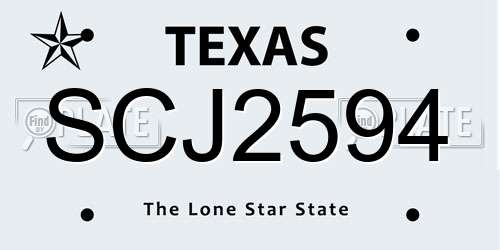 SCJ2594 Texas License Plate
