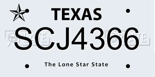 SCJ4366 Texas License Plate