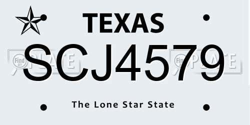 SCJ4579 Texas License Plate