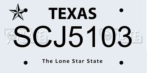 SCJ5103 Texas License Plate