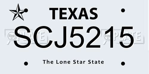 SCJ5215 Texas License Plate
