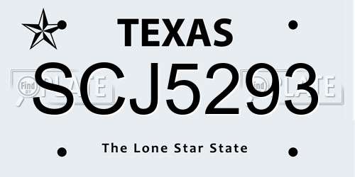 SCJ5293 Texas License Plate