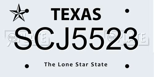 SCJ5523 Texas License Plate