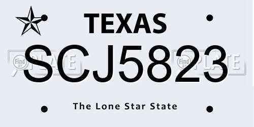 SCJ5823 Texas License Plate