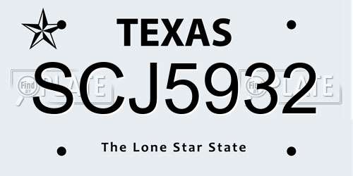 SCJ5932 Texas License Plate