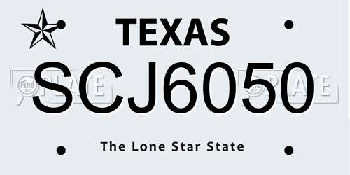 SCJ6050 Texas License Plate