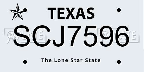 SCJ7596 Texas License Plate