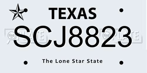 SCJ8823 Texas License Plate